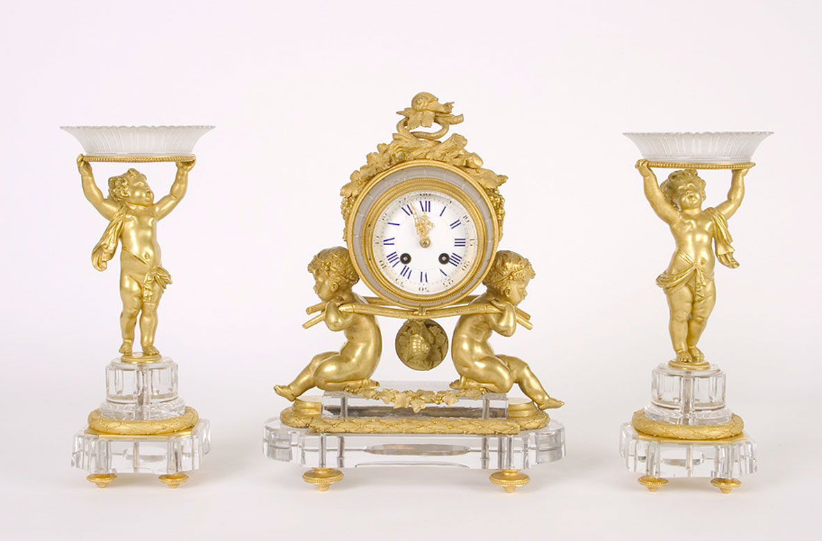 Baccarat Clock Garniture